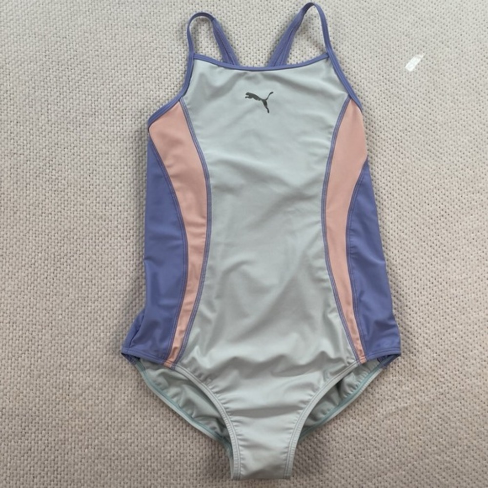 Puma Girls Swimsuit One Piece Colorblock Pastel XL Youth‎ Athletic Racerback